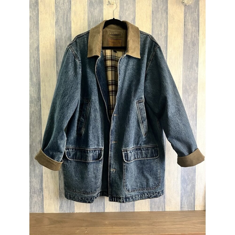 Sonoma Denim Work Chore Jacket Farm Coat Long Cotton Flannel  XL Heavy Duty